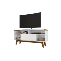 Manhattan Comfort 245BMC6 Camberly 53.54 TV Stand with 5 Shelves in White and Cinnamon